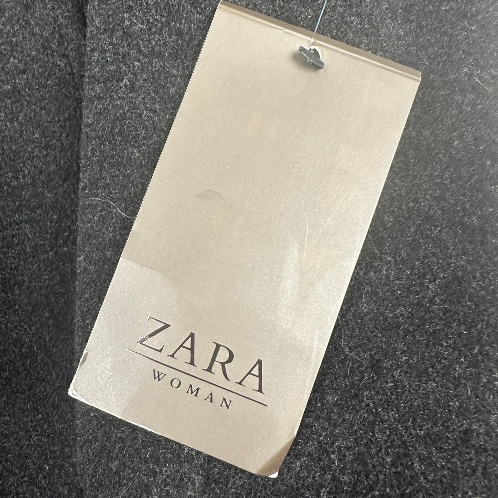 NWT Zara Woman Wool Cashmere Blend Coat Faux Fur Collar Charcoal Grey Size 10 - Picture 7 of 15